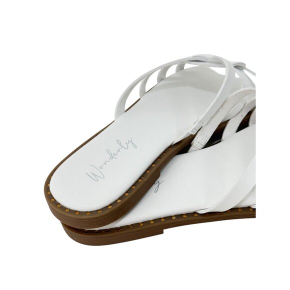 Wonderly Tara Womens White Woven Slide Sandals Size 7.5 Faux Leather - Picture 3 of 13